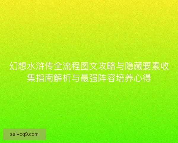 幻想水浒传全流程图文攻略与隐藏要素收集指南解析与最强阵容培养心得