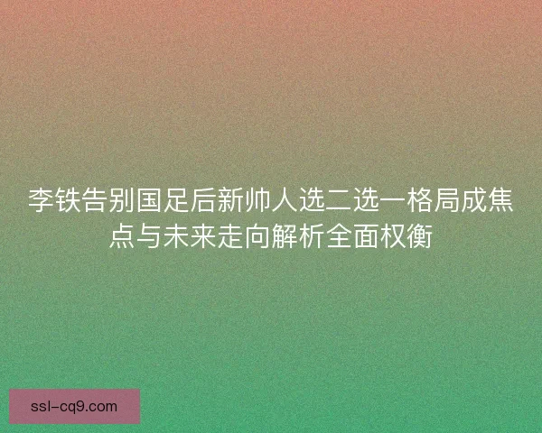 李铁告别国足后新帅人选二选一格局成焦点与未来走向解析全面权衡